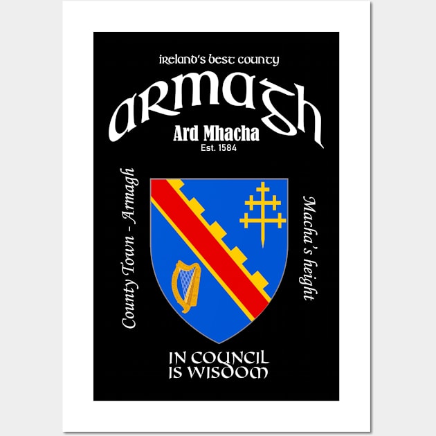 Armagh Ireland Crest County Town and Irish Translation Wall Art by Ireland